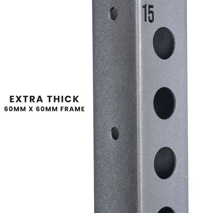 Extra thick squat rack frame, 60mm x 60mm, ideal home gym equipment for heavy lifting in Australia.