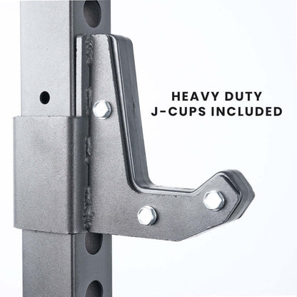 Heavy duty J-cups included with Squat Rack Package for home gym equipment in Australia.