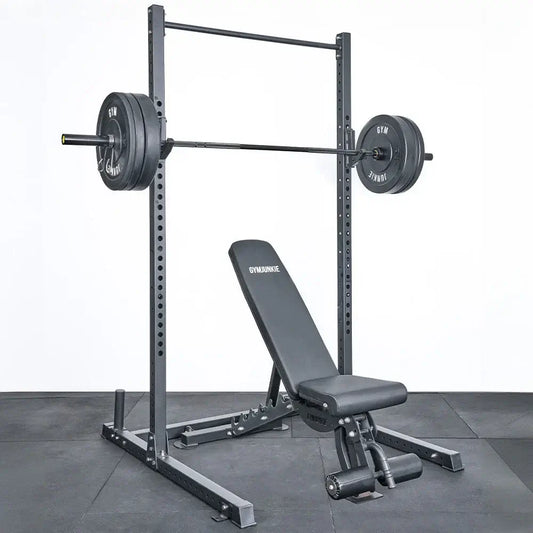 Squat rack package with bench and weights, perfect home gym equipment for Australia.